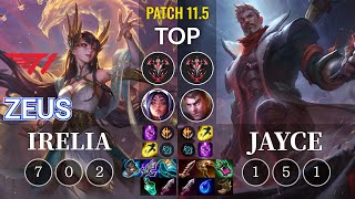 T1 Zeus Irelia vs Jayce Top - KR Patch 11.5