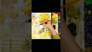 shorts Landscape Watercolor -  Autumn News ( color mixing) NAMIL ART  howtodrawwatercolor