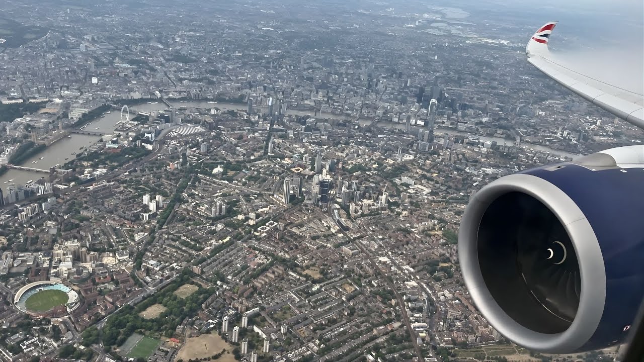 Arrival over London: British Airways A350-1000 Approach and Touchdown on Runway 27L