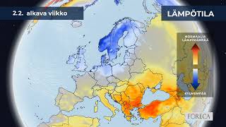 Kuukausiennuste Lämpötiloista 22.1.2026