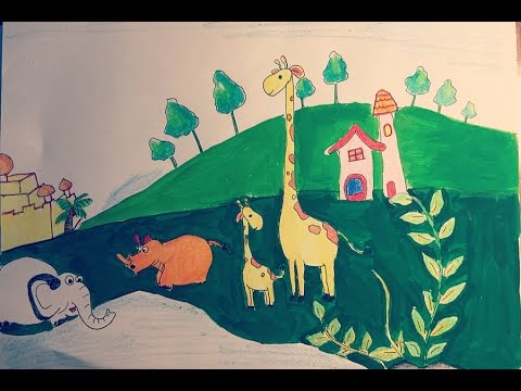 Drawing : Hướng dẫn vẽ và tô màu tranh phong cảnh cho bé - Bella Do -  YouTube