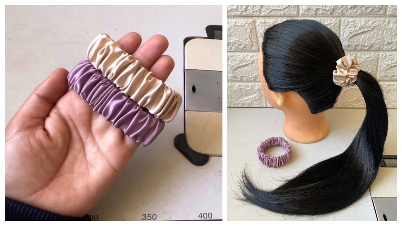 إصنعيها بنفسك شوشوات (توكة شعر) متل الدي يباع في المحلات / خياطة ربطة للشعر بقماش الساتان Scrunchie