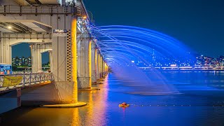 Seoul Rainbow Fountain and Soul Music | Korea Night Vibes 4K HDR