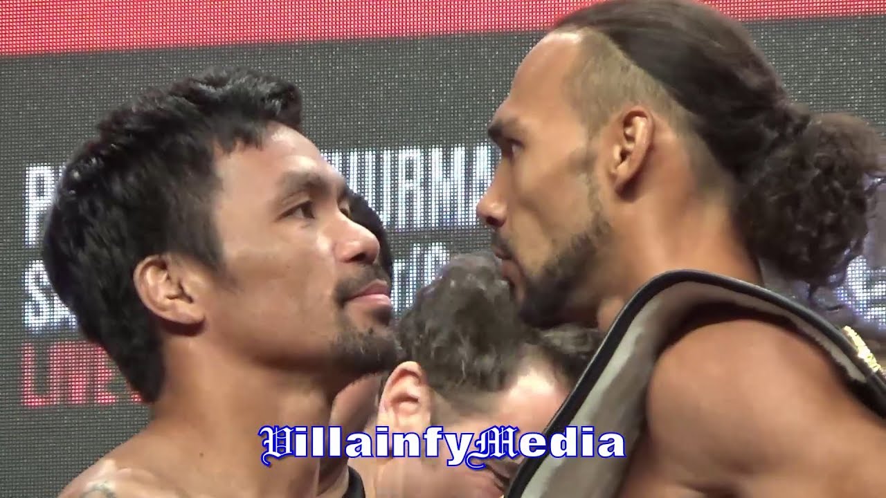 MANNY PACQUIAO & KEITH THURMAN NOT PLAYING AROUND!! WATCH THIS DEEP STARE DOWN POST WEIGH-IN boxing day
