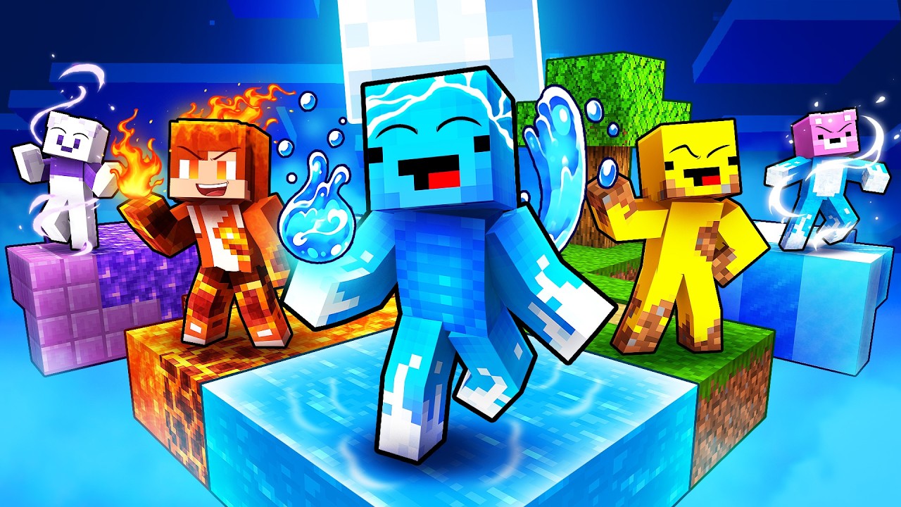 Mikey and JJ: 5 FRIENDS on an ELEMENTAL Minecraft Skyblock - Maizen