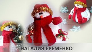 Снеговик спицами из фактурной пряжи // мастер-класс toyfabric