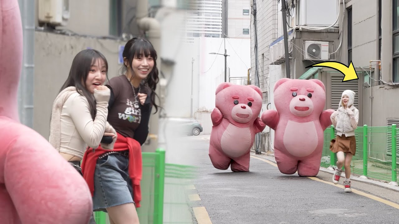Idol girl group's reaction when blocked in the alley (UNIS)