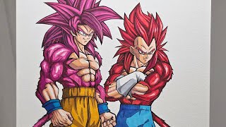 Drawing Goku and Vegeta ssj4 from DragonBall DAIMA #goku #vegeta 