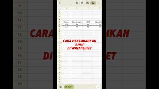 cara menambahkan baris di spreadsheet #belajarspreadsheet #googlesheets #spreadsheet#shorts
