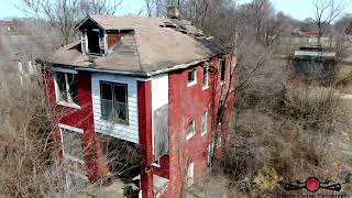 Flying Around Abandoned Houses In Gray Indiana 4K Drone Footage