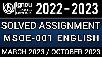 MSOE-001 SOLVED ASSIGNMENT 2022-23 I MSOE-001 SOLVED ASSIGNMENT 2022-23 IN ENGLISH | MSOE-001