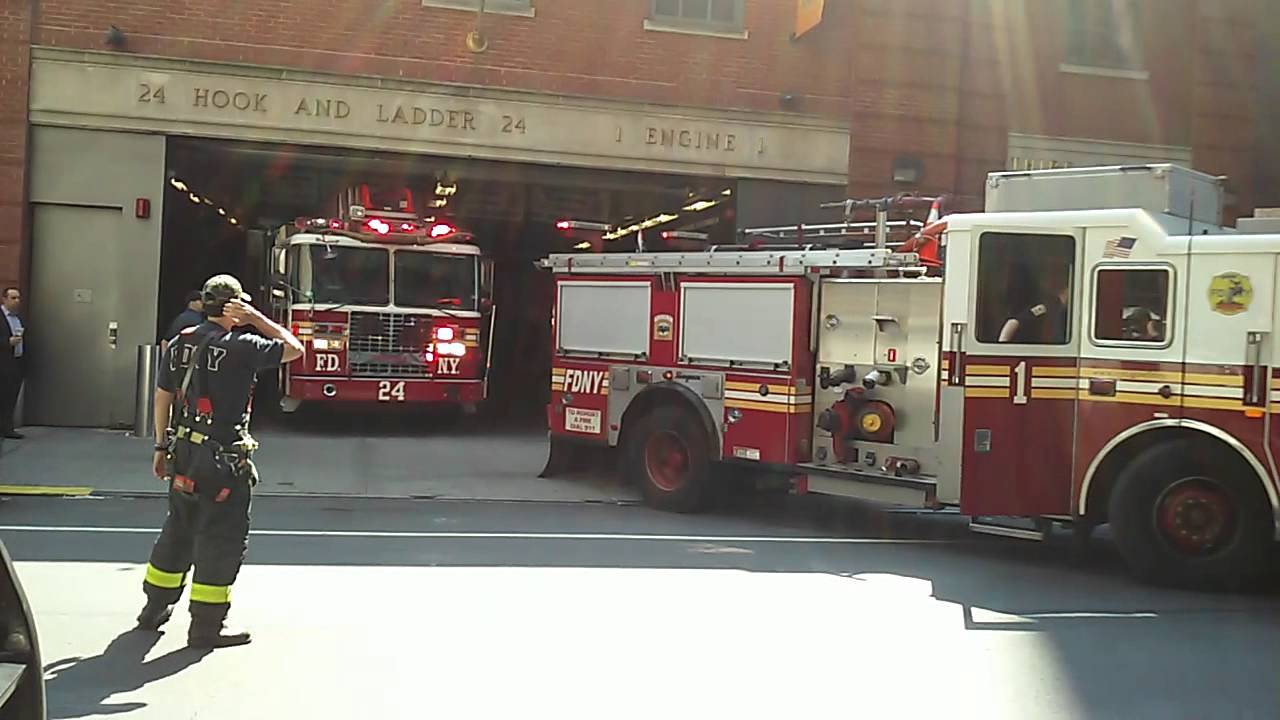 FDNY Engine 1 And Ladder 24 "Midtown Madness" Responding From Their ...