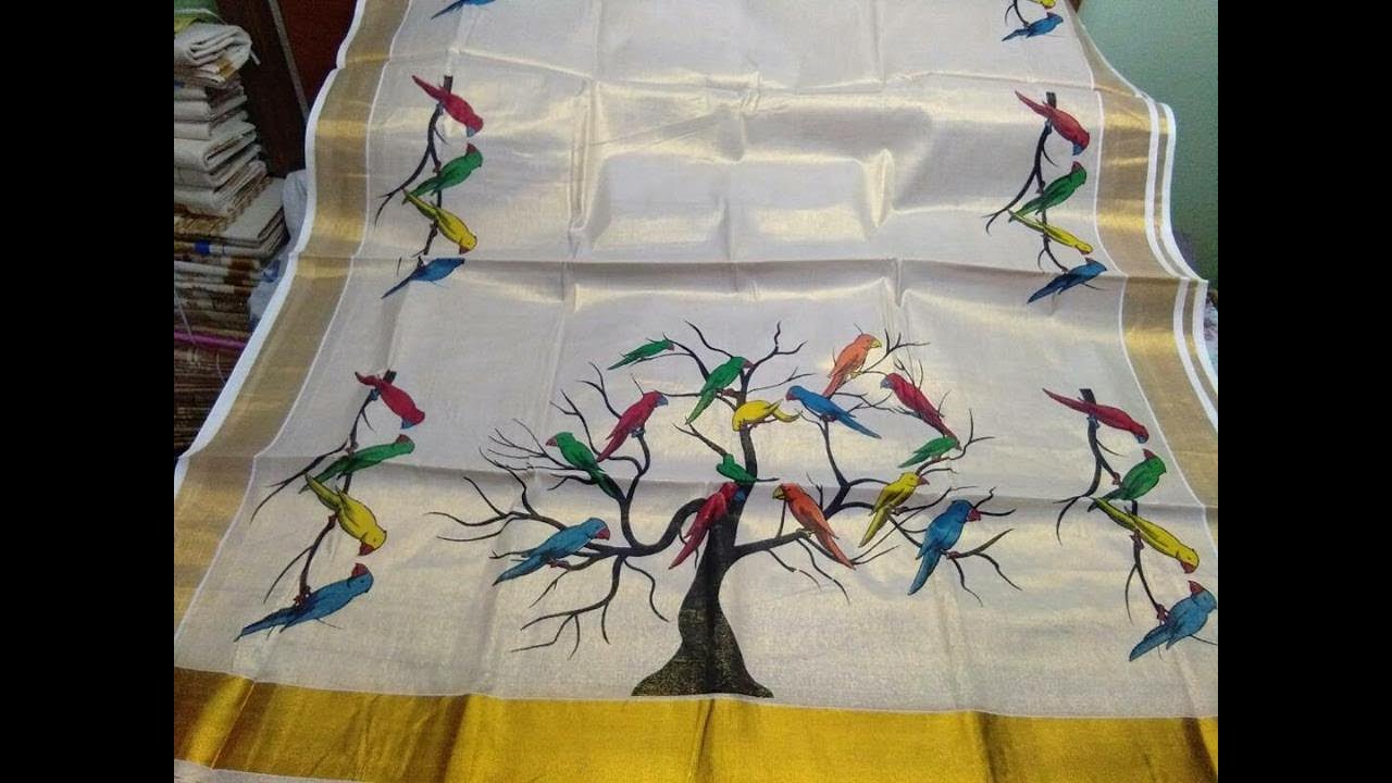 latest hand painted sarees - YouTube
