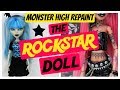 PUNK ROCK STAR / MONSTER HIGH DOLL REPAINT / HOW TO MAKE CUSTOMIZED DOLLS / DRAWING #art #tutorial