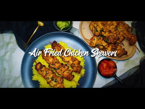AIR FRYER MOIST CHICKEN SKEWERS BASTED WITH MINT BUTTER