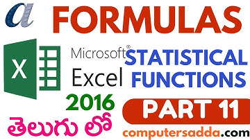 Ms-Excel 2016 in Telugu 11(Statistical Functions) (www.computersadda.com)