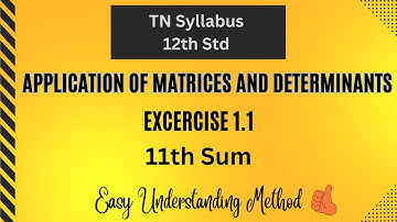 Class 12 Maths | Example 1.1 | Chapter 1 | Applications of Matrices and Determinants | 11th Sum