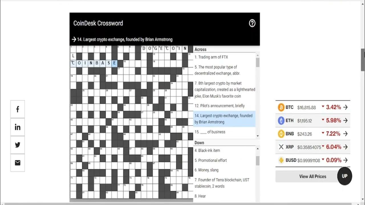 crossword puzzle with cryptocurrency-theme - by CoinDesk - YouTube