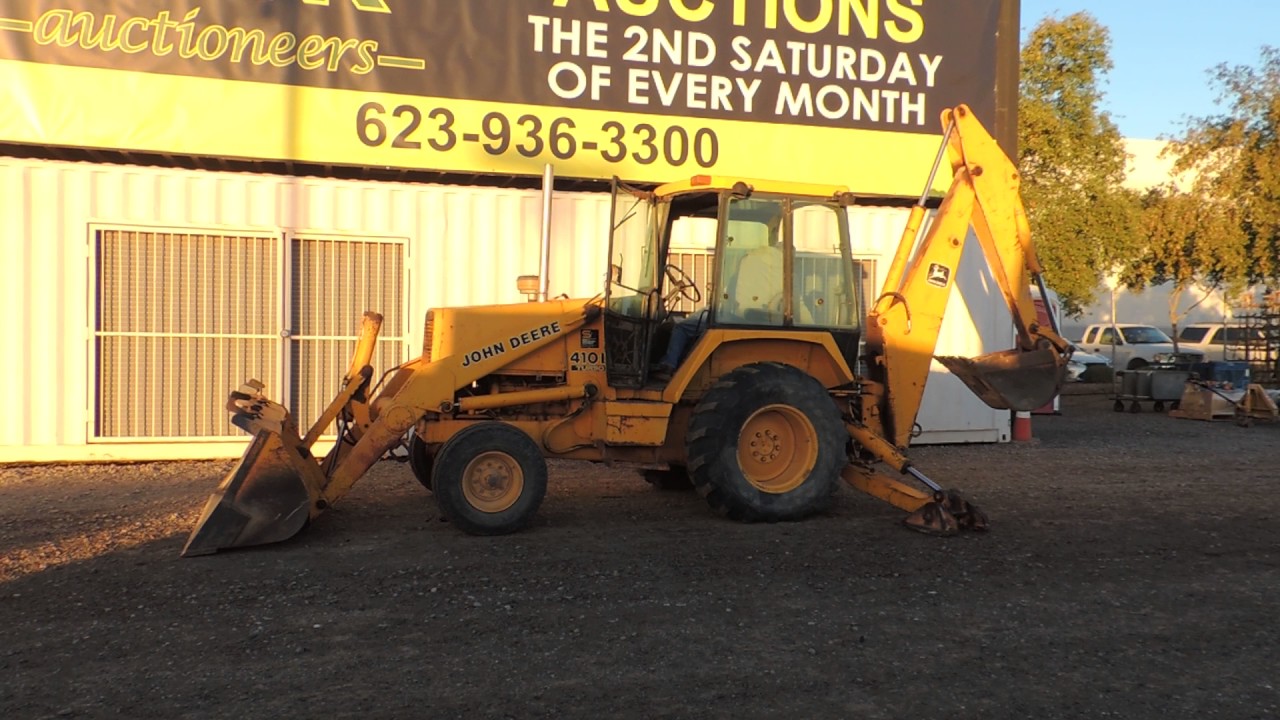 John Deere 410B Backhoe Loader at Public Auction - YouTube