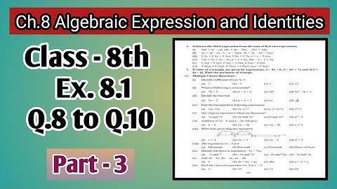 Q.8 to Q.10 | Class 8th| Ex.8.1| Ch-8| Algebraic Expression and Identities | Math | PSEB | New Book|