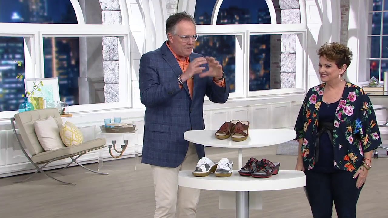 Alegria Leather Wedge Sandals w/Flower Detail - Lana on QVC