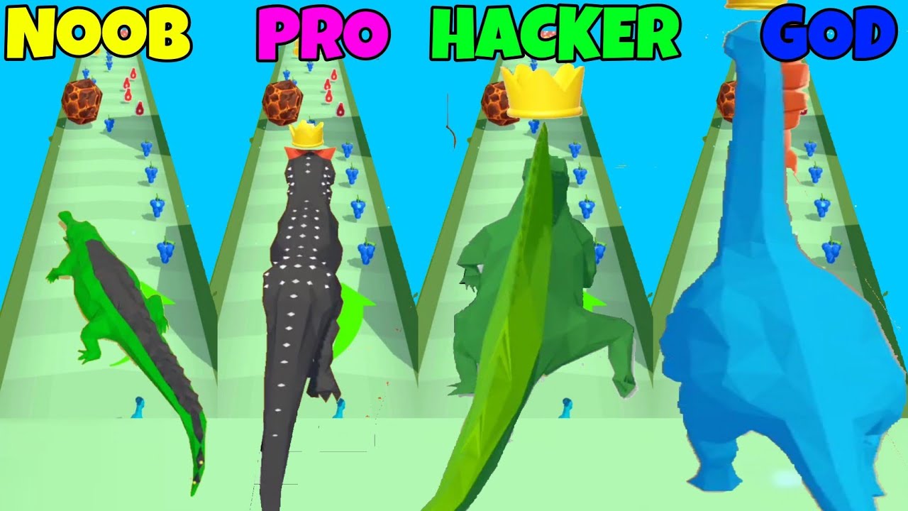 DinoRush All levels by NOOB VS PRO VS HACKER VS GOD  |