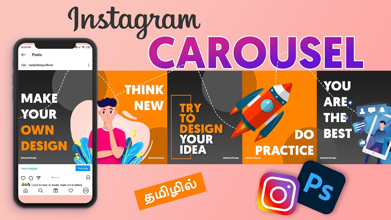 How to Design Instagram Carousel Post | Photoshop Tutorial in Tamil | R2D