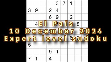 Sudoku solution – El País 10 December 2024 Expert level