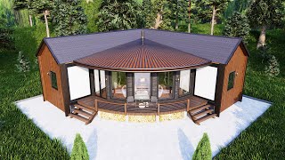 49' x49' (15m x15m) Cabin Airbnb House Tour  Minimalist House In The Forest  House Design Ideas