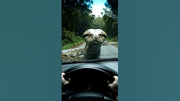 giant snake stops car 🤯😱 #anaconda #movie #snake