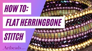 How to Do Flat Herringbone Stitch with Seed Beads and Miyuki Half Tilas