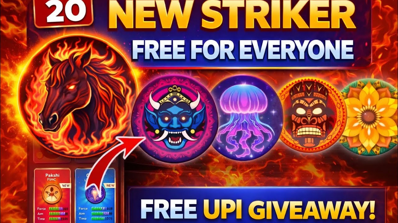20 NEW STRIKER UNLOCK FREE 🥳 Carrom Pool New Event Today | All table new striker | BK CARROM GAMING