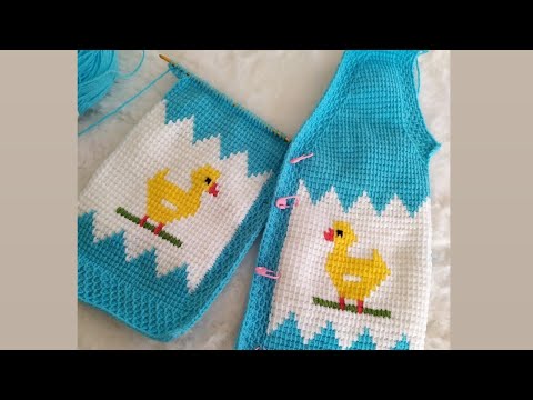 Tunus İşi Civcivli Yelek Yapımı #1 & Tunisian Chick Vest Making#1