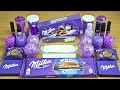 MILKA SLIME | Mixing makeup and glitter into White Slime | Satisfying Slime Videos 1080p