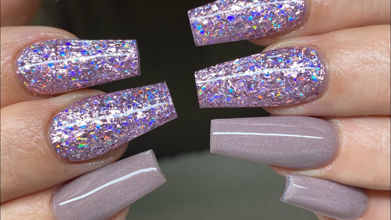 Simple Glittery Acrylic Nail Tutorial 💜