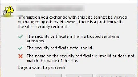 Outlook 2019 The Name on the security certificate is invalid or does not match