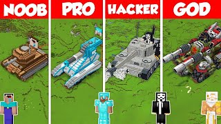 MILITARY TANK STATUE BUILD CHALLENGE - Minecraft Battle: NOOB vs PRO vs HACKER vs GOD / Animation