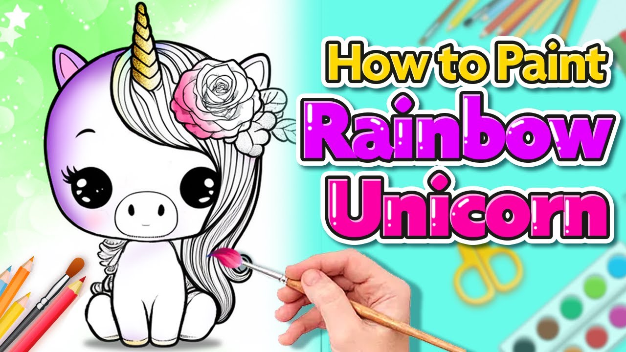 Learn How to Paint a Rainbow Unicorn Step by Step Coloring YouTube