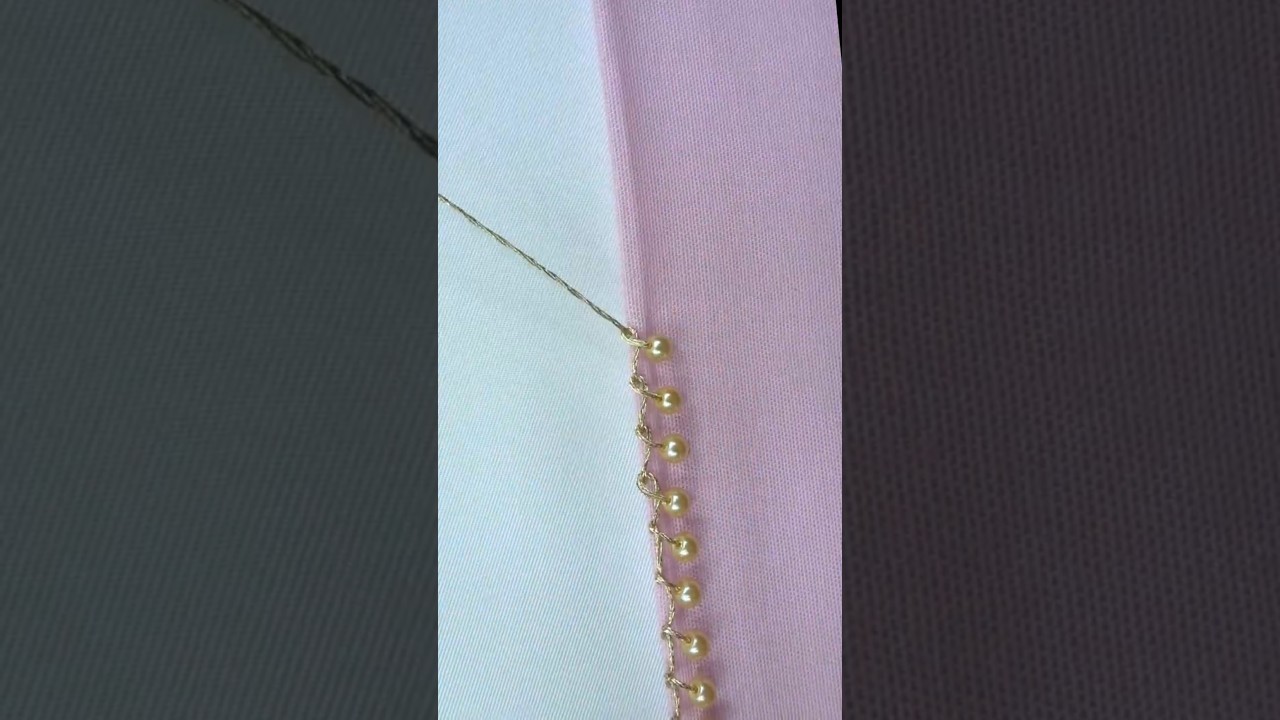 😍Nice Golden Thread Hand Embroidery with pearl!🔥🪡