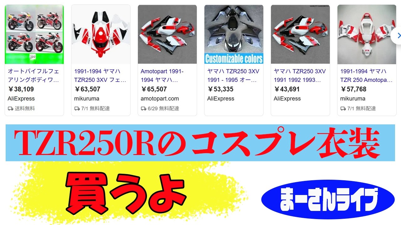 【しるばー】購入ページ②/4 TZR250Rのカウル一式を買う【まーさんライブ】 - YouTube