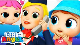 What Does a Flight Attendant Do? |  Little Angel Job and Career Songs | Nursery Rhymes for Kids Resimi