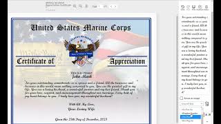Military Husband Certificate Demo