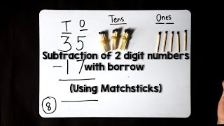 Subtraction of 2-digit numbers with borrow (Concrete) | Primary Maths | Grade 2