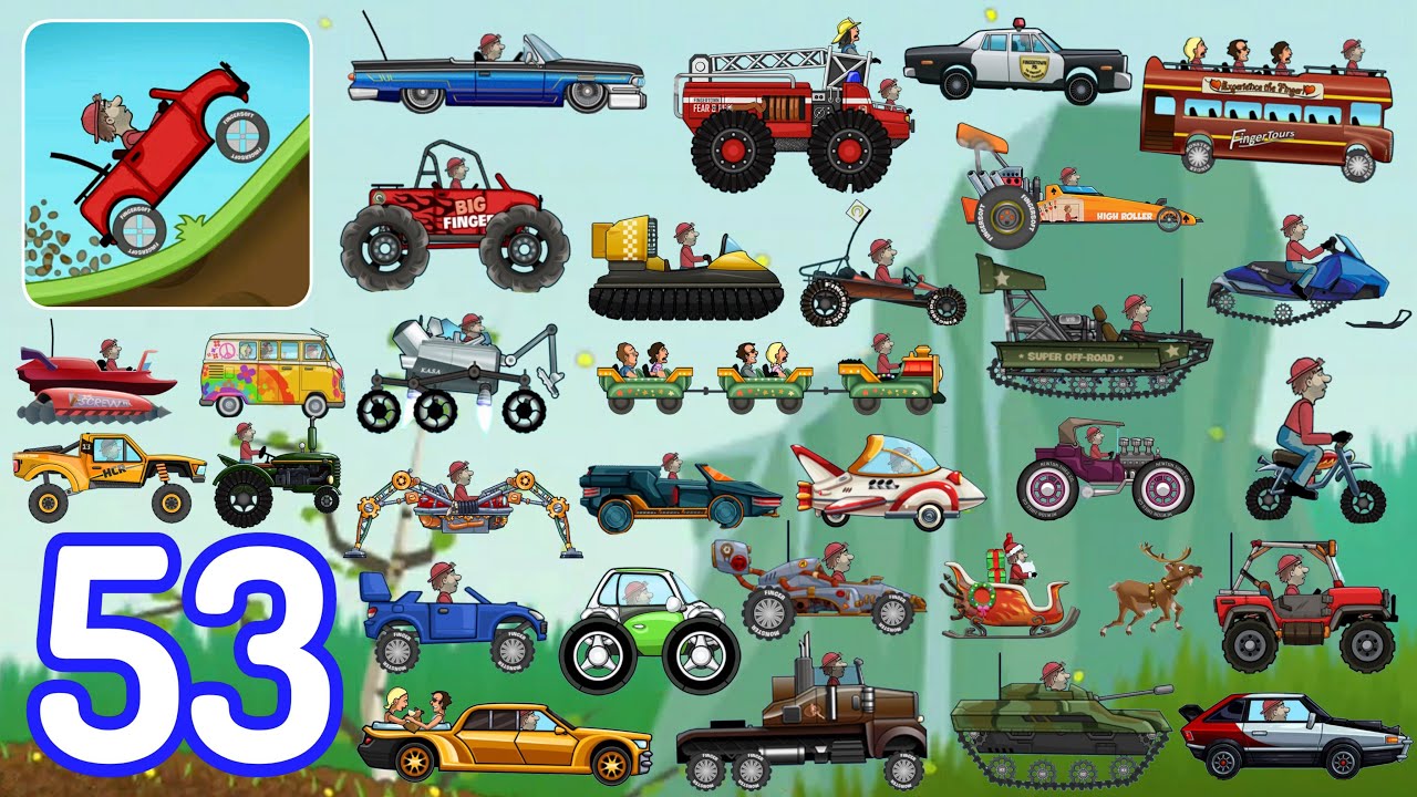 Hill Climb Racing-(Gameplay 53)-Todos Los Autos En Estaciones