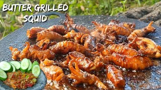 ASMR||tempting honey grilled squid(cooked in nature)