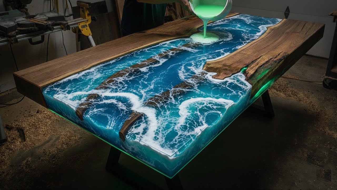 Let's Watch The Entire Process Of Making A River-shaped Table From ...