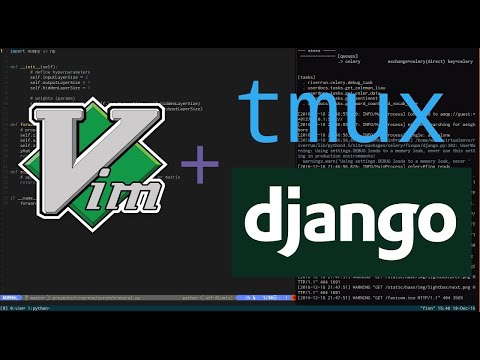 Working with vim, tmux and Django for the development.