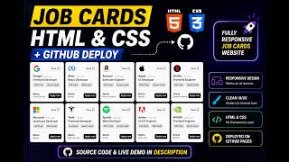 🚀 Job Cards Website Using HTML & CSS + GitHub Deploy