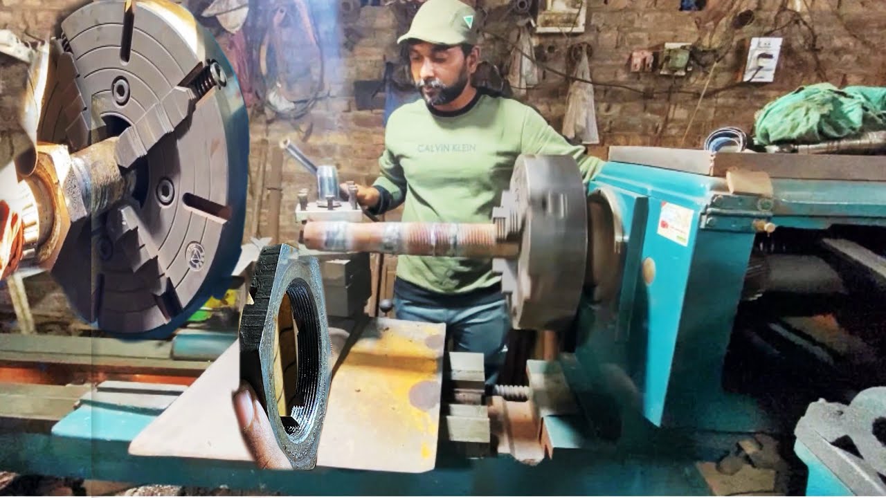 Amazing Process of Making and Repairing Cultivator disc harrow shaft on Lathe machine factory .