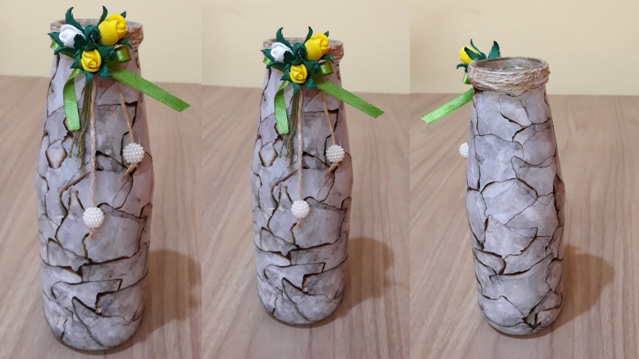 GARRAFA DECORADA COM PAPEIZINHOS QUEIMADOS, EFEITO  PEDRA